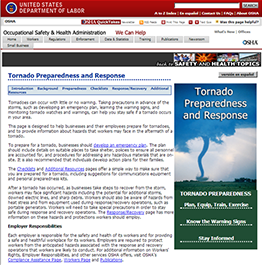 Tornado Preparedness and Response Web page