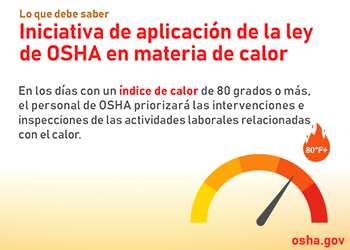 Iniciativa de apl;icacion de la ley de OSHA en materia de calor
