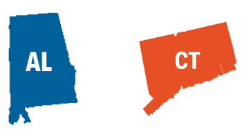 Alabama and Connecticut state icons