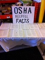 OSHA distributes safety information at locations where workers typically gather to prepare recovery efforts, such as this big-box retail store
