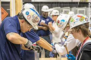 Students test their skills working with sheet metal at the CEFGA CareerExpo.