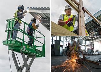 Photographs of construction workers