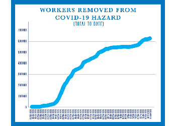 Chart showing workers removed from COVID-19 hazard