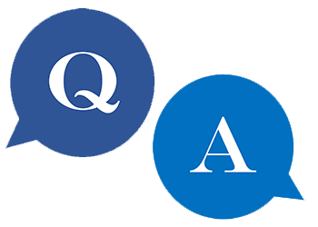 Illustration of speech bubbles showing Q and A