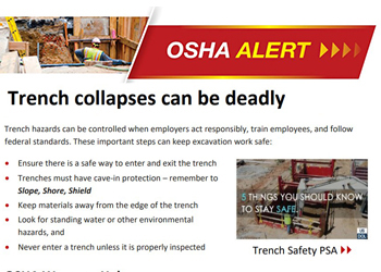 OSHA Alert - Trench collapses can be deadly