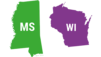 Mississippi & Wisconsin State silhouette: Young Worker Fatalities