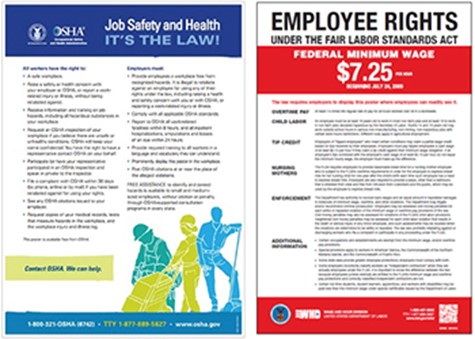 Job Safety and Health and Employee Rights posters