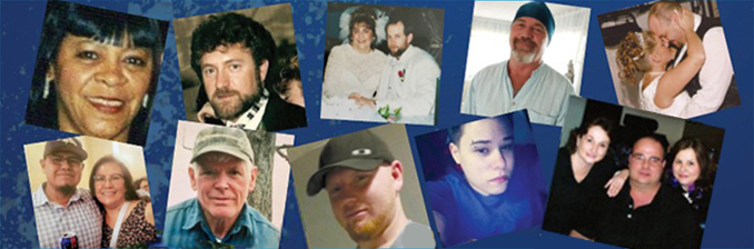 Collage of workers from the memorial wall