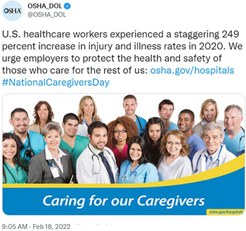 Caring for our Caregivers OSHA Tweet