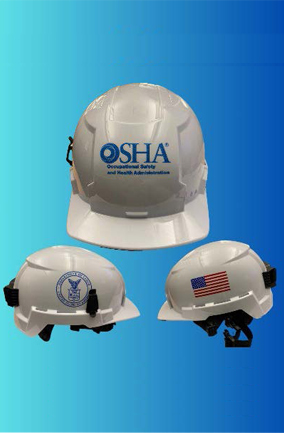 Multiple angles of an OSHA safety helmet