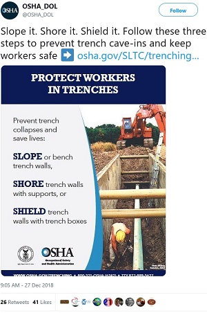Slope it. Shore it. Shield it. Follow these three steps to prevent trench cave-ins and keep workers safe.