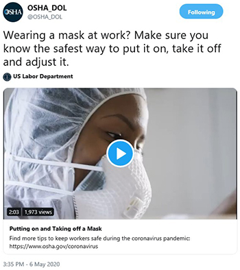 Wearing a mask at work? Make sure you know the safest way to put it on, take it off and adjust it.