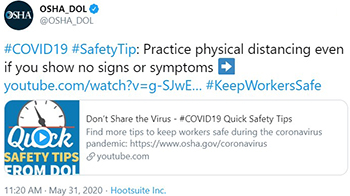 #COVID19 #SafetyTip: Practice physical distancing even if you show no signs or symptoms