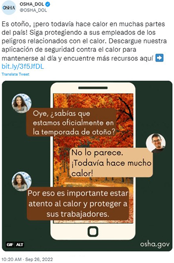 OSHA Tweet en Español