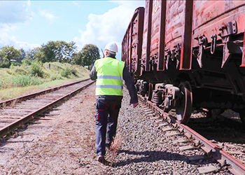 Photo of worker at a railway