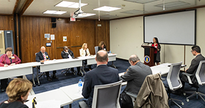 A meeting participant provides input to OSHA on whistleblower-related issues.