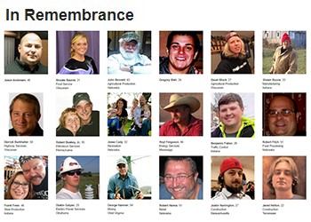 Photo tribute to workers who lost their lives on the job