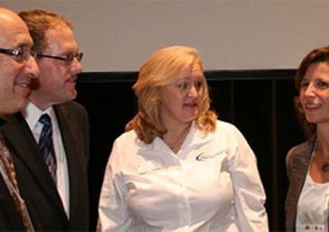 OSHA representatives from the National Office and Region 6 speak with the College of the Mainland after the meeting. From left to right: David Michaels (OSHA), Mark Briggs (OSHA), Cynthia Lewis (College of the Mainland), and Lisa Long (OSHA).