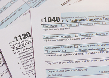 Photograph of tax forms
